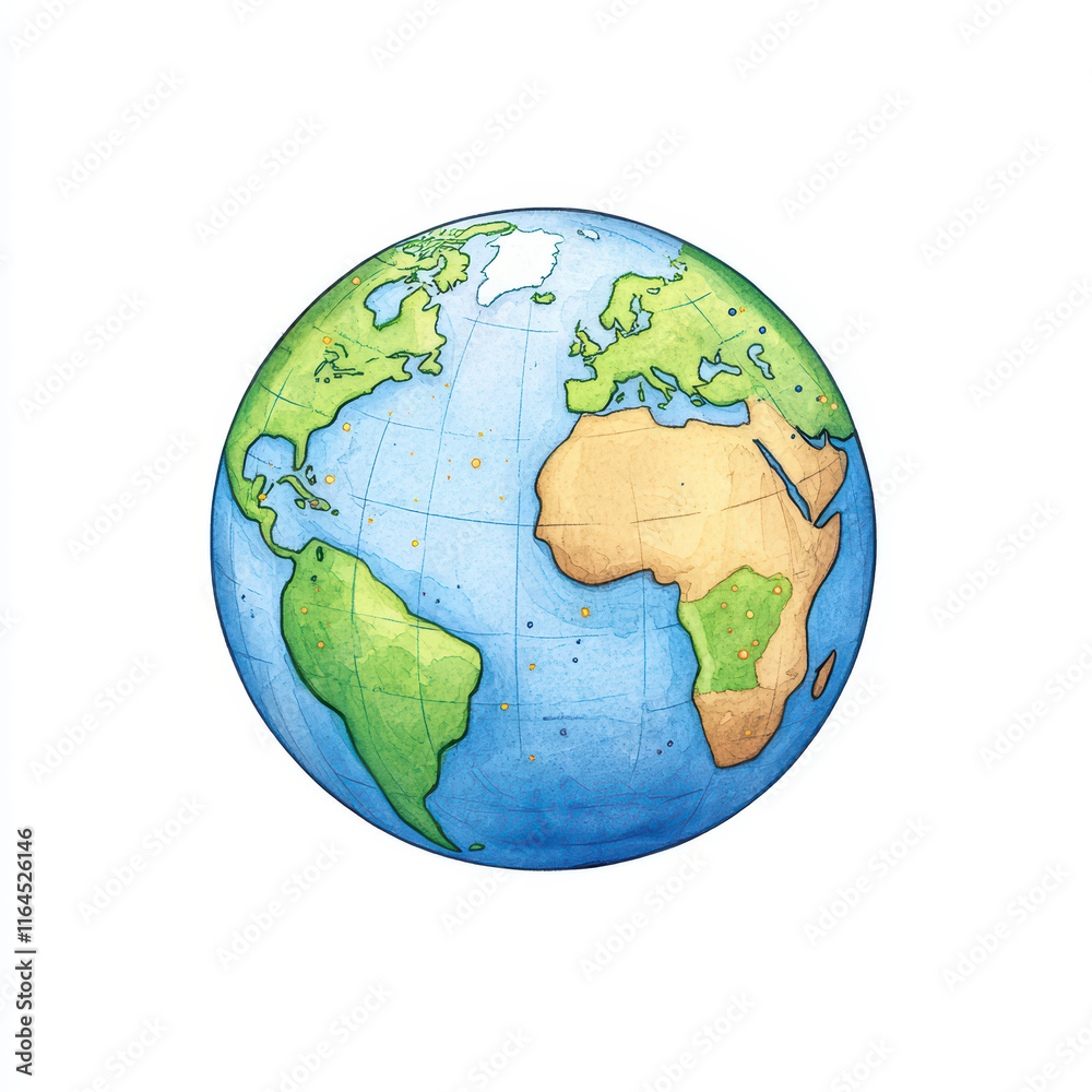 Naklejka premium Colorful globe showing continents and oceans