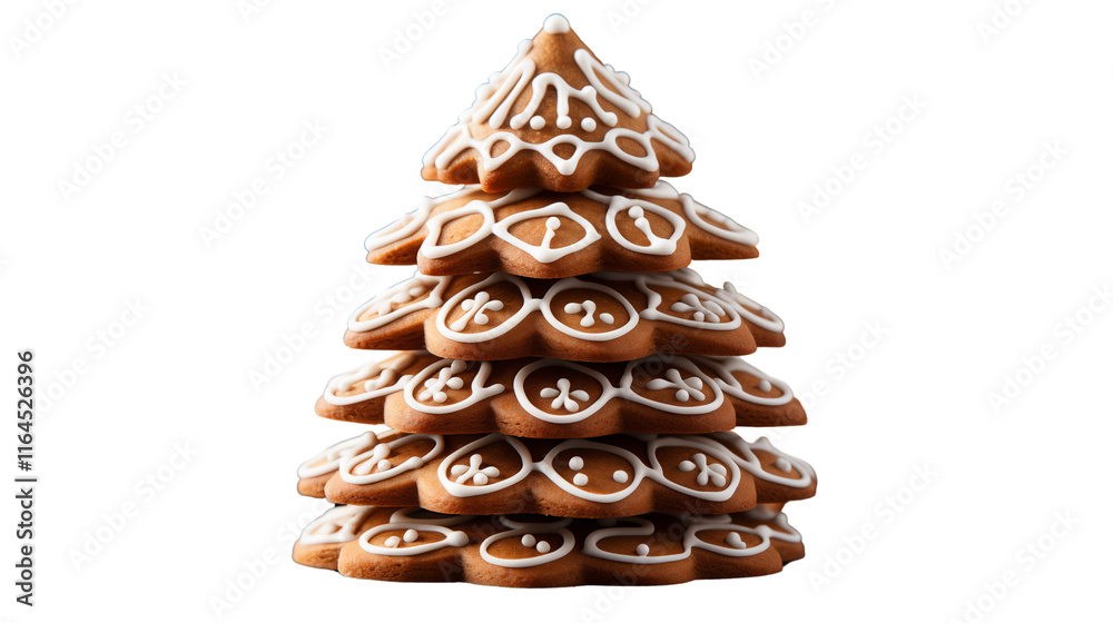 Sweet gingerbread Christmas cookie decorated with icing, ideal for holiday treats, studio view, isolated on transparent background. Sweet gingerbread Christmas cookie decorated with icing, ideal for holiday treats, studio view, isolated on transparent background.