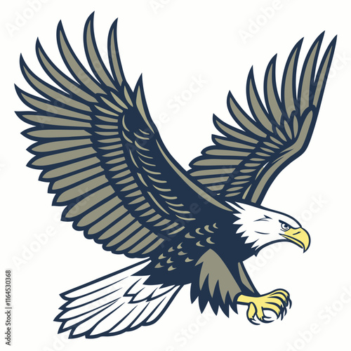 Vector illustration of an eagle with it's wings wide spread preparing to catch prey