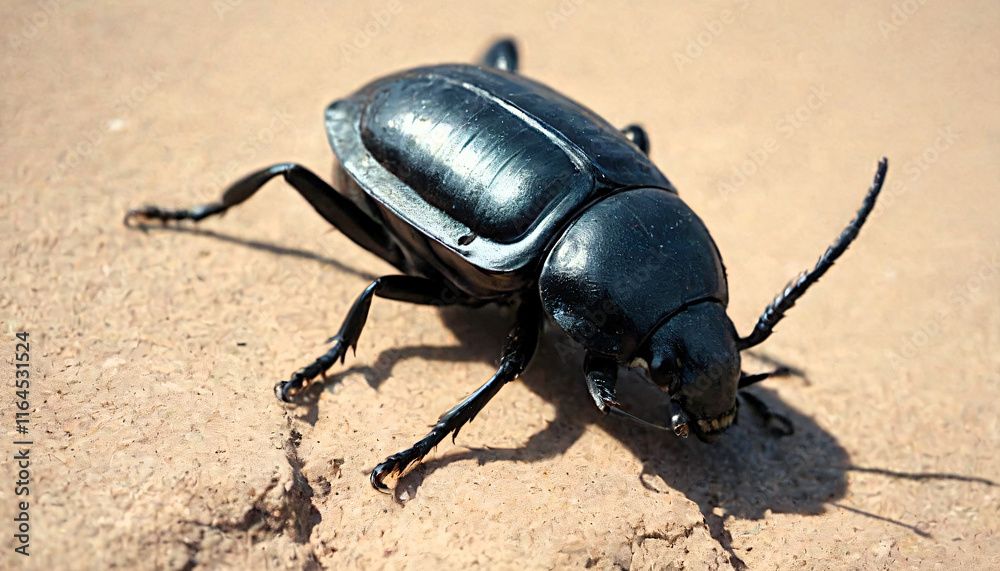 Black Beetle Resting on Stone Black Beetle Resting on Stone