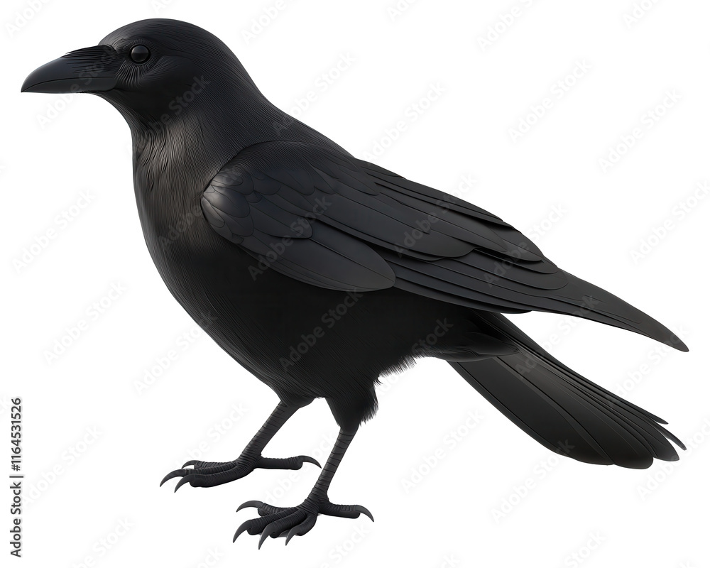Fototapeta premium Sleek Raven, White Void
