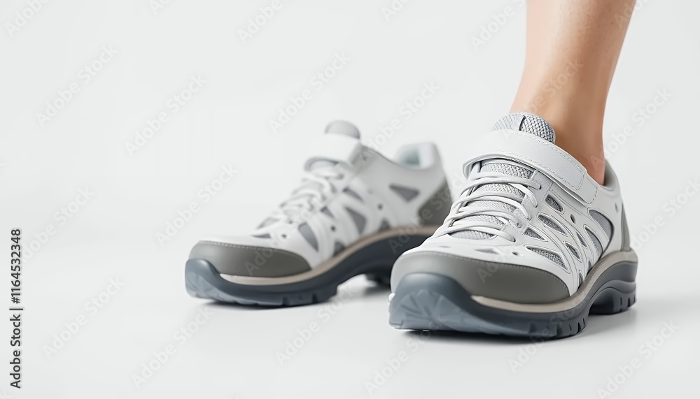 Comfortable Grey and White Athletic Shoes: A Clean, Minimalist Design Comfortable Grey and White Athletic Shoes: A Clean, Minimalist Design