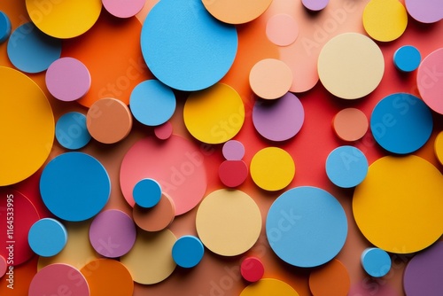 Colorful circles arranged in an artistic layout create a vibrant abstract pat...