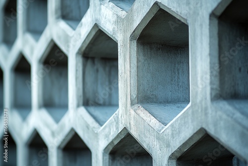 Architectural concrete design featuring hexagonal patterns in a modern structure