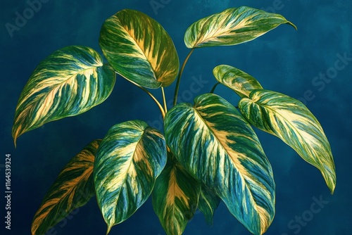 Lush green leaves arranged beautifully in a natural pattern highlighting natu...
