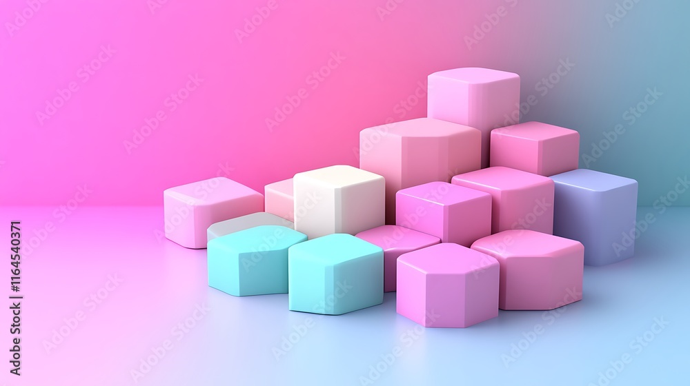 Pastel Colored Hexagonal Geometric Shapes Arranged on a Gradient Background Pastel Colored Hexagonal Geometric Shapes Arranged on a Gradient Background