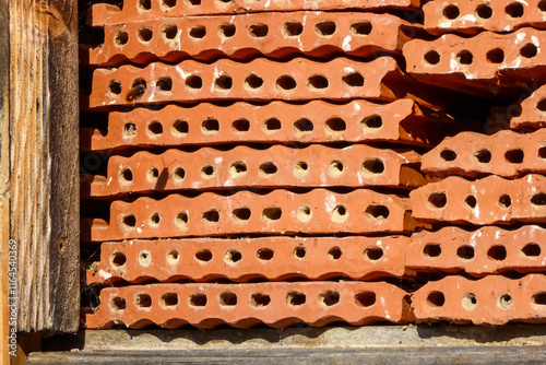 Beautiful Insect Hotel made of Red Bricks with Holes for Bees to Nest