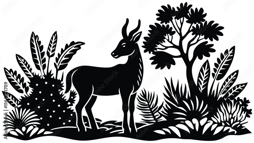 Vector silhouette animal in nature white background Vector silhouette animal in nature white background