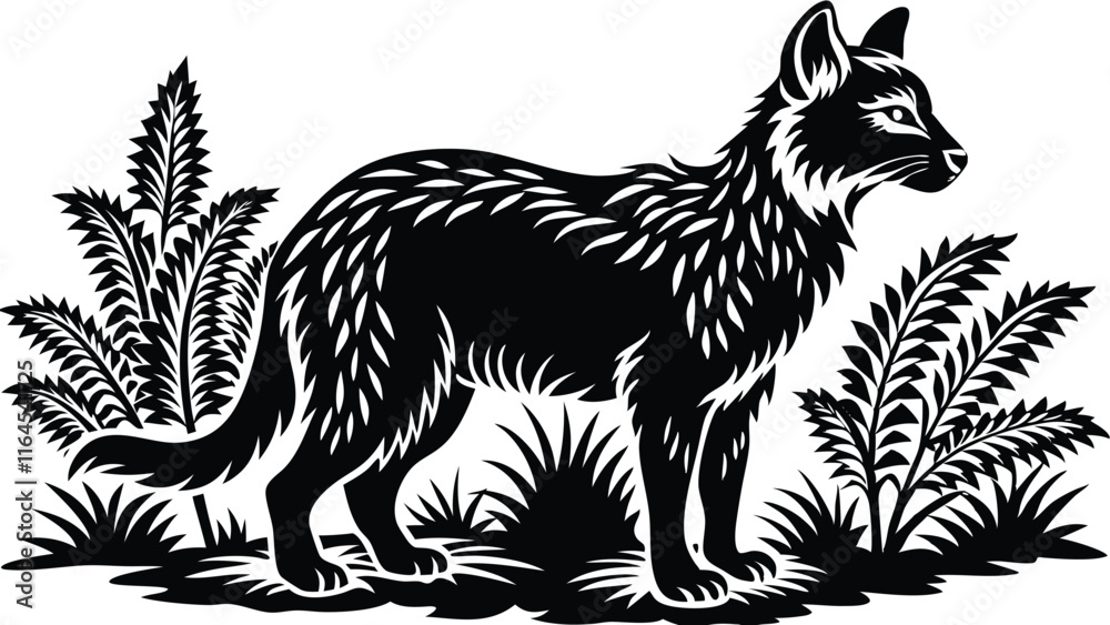 Obraz premium Vector silhouette animal in nature white background
