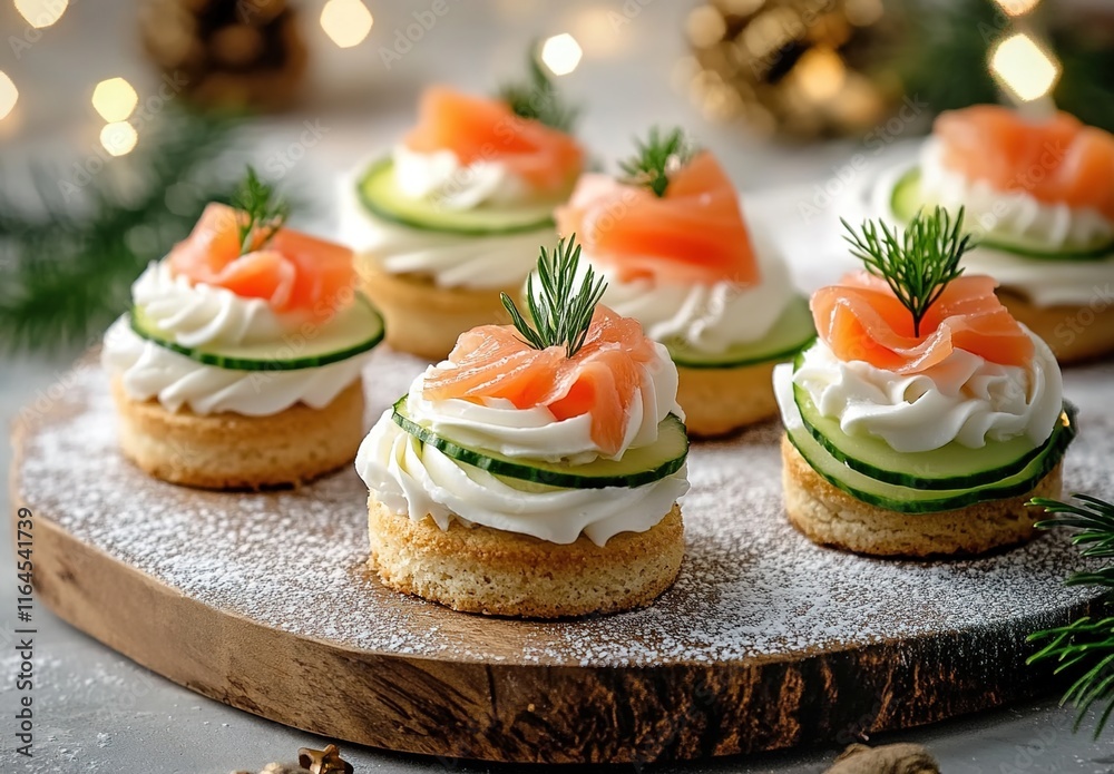 Bake Gina's delicious, elegant cupcakes! A veggie cracker with cream cheese, cucumber, and salmon is perfect for a New Year's party Bake Gina's delicious, elegant cupcakes! A veggie cracker with cream cheese, cucumber, and salmon is perfect for a New Year's party