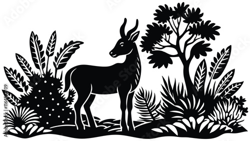 Wallpaper Mural Vector silhouette animal in nature white background Torontodigital.ca