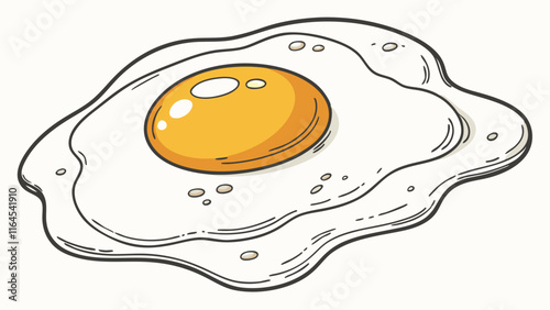 Sunny Side Up: A perfectly fried egg, capturing the delightful details of a runny yolk and crisp whites in a hand-drawn illustration style.  