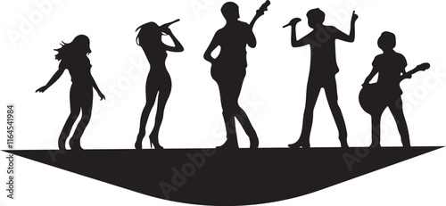 black and wight rock bands logo type silhouette design