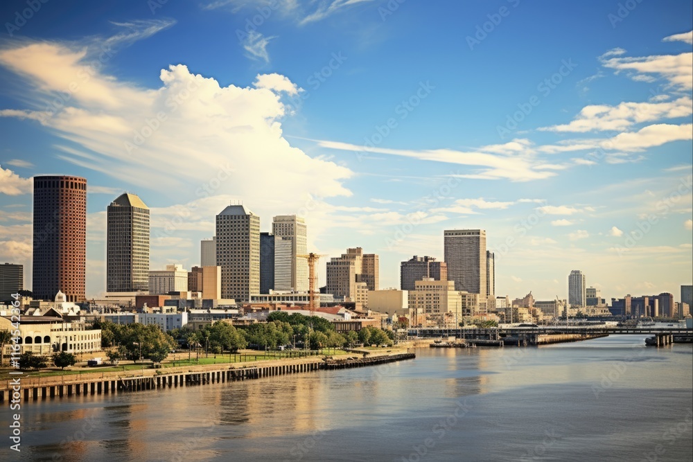 Fototapeta premium New Orleans Louisiana Downtown Skyline City Landscape. A Scenic View of City Scene and Scenery