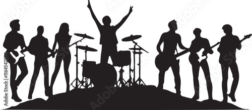 black and wight rock bands logo type silhouette design