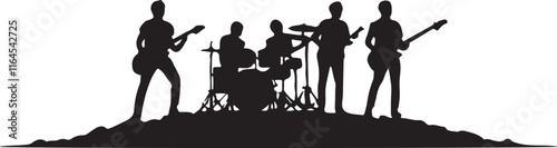 black and wight rock bands logo type silhouette design