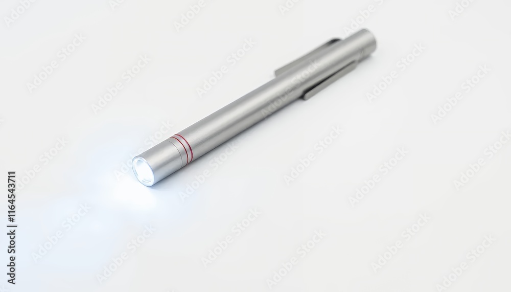 Sleek Silver Pen-Light: Minimalist Design, Bright Illumination