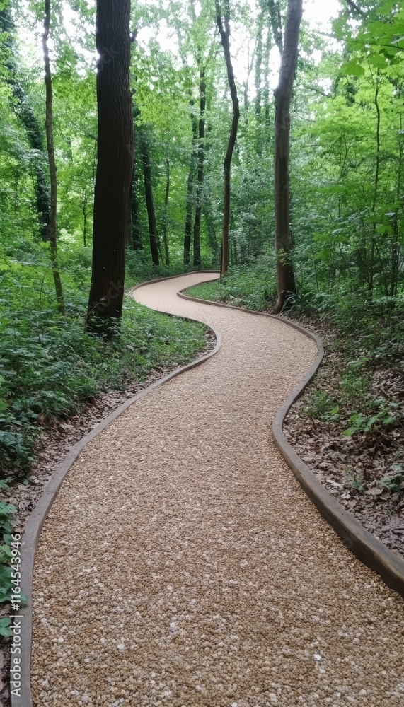 Winding Gravel Path Through a Lush Green Forest, An Invitation to Tranquil Nature Walks Winding Gravel Path Through a Lush Green Forest, An Invitation to Tranquil Nature Walks