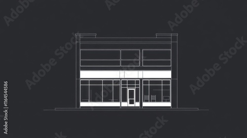 Simple storefront elevation blueprint.