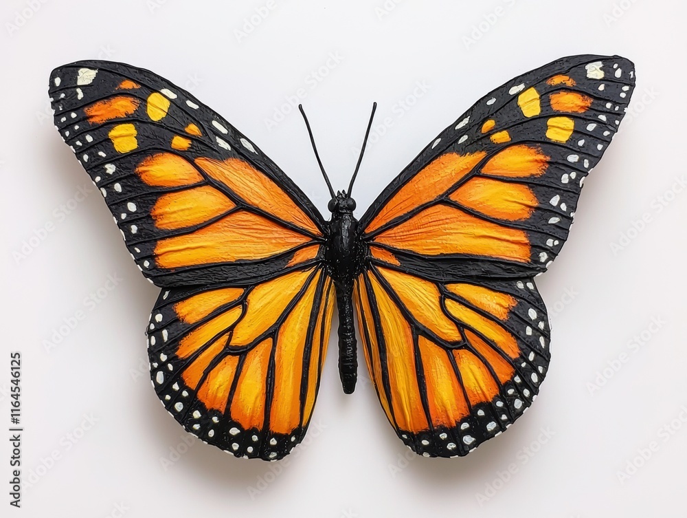 Obraz premium Realistic Artwork of Monarch Butterfly Displayed on White Background