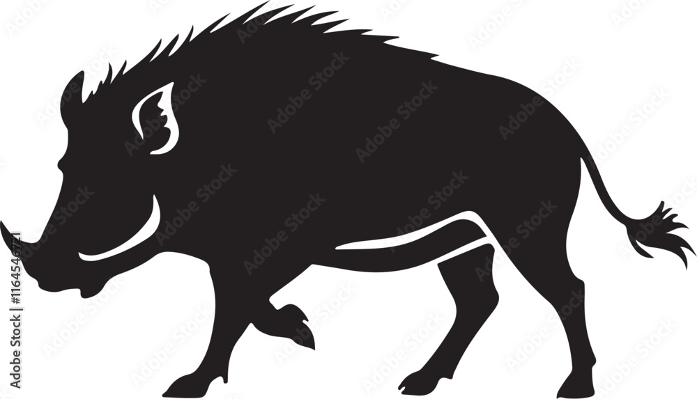 Fototapeta premium black and wight Wild boar logo type silhouette design