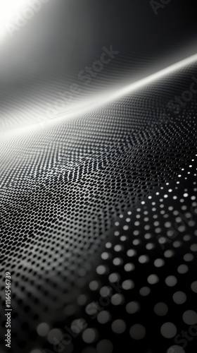 Abstract black and white pattern with dots creating a wave-like structure in ...