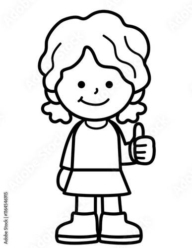 kid smile and enjoy activities in black and white line