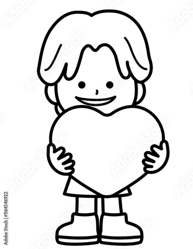 kid smile and enjoy activities in black and white line
