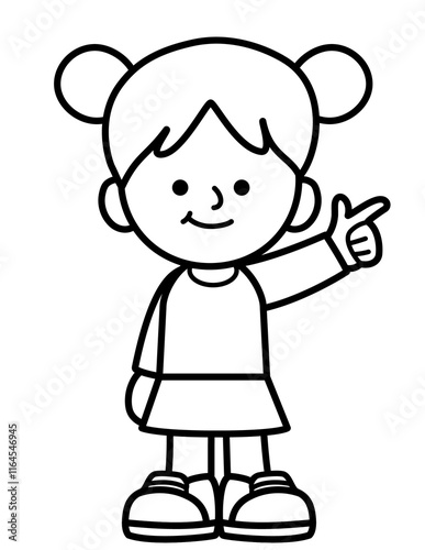 kid smile and enjoy activities in black and white line