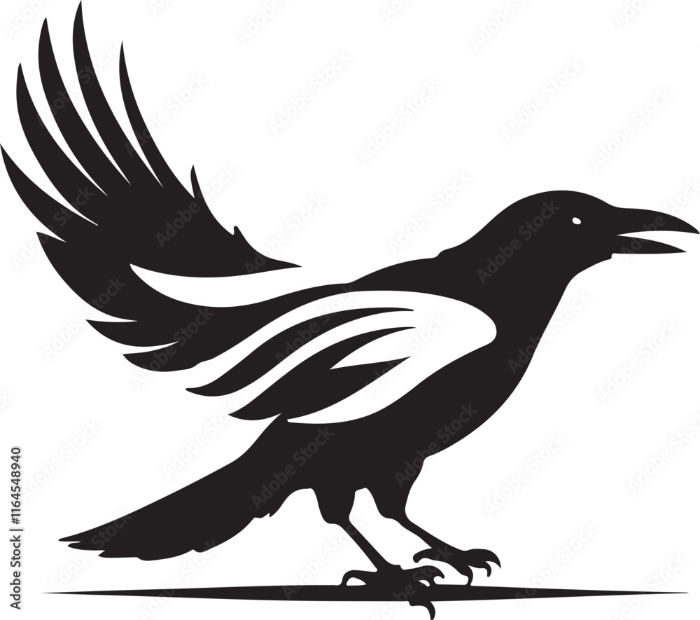 Fototapeta premium black and wight crow logo type silhouette design