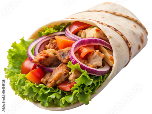Delicious tortilla isolated on transparent background. Halifax Donair concept.