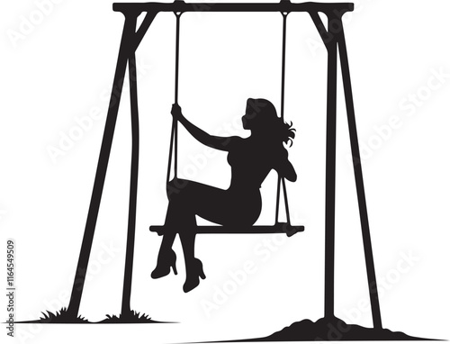 black and wight wooden swinging logo type silhouette design