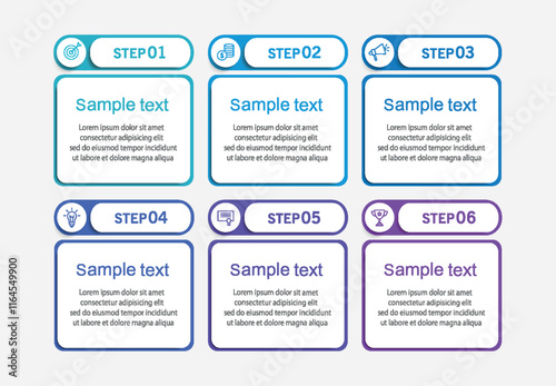 Business vector infographic design template with icons and 6 options or steps