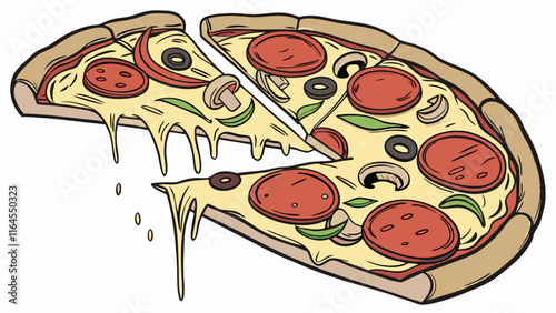 Delicious Pepperoni Pizza Slice Illustration 