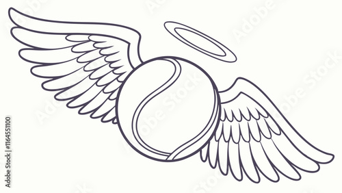 Angelic Baseball: A nostalgic baseball with angel wings and halo, perfect for sports fans, memorial, or vintage designs.