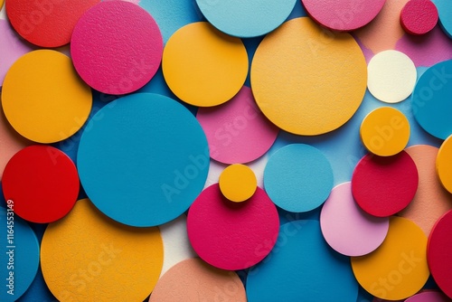 Colorful circles arranged in an artistic layout create a vibrant abstract pat...