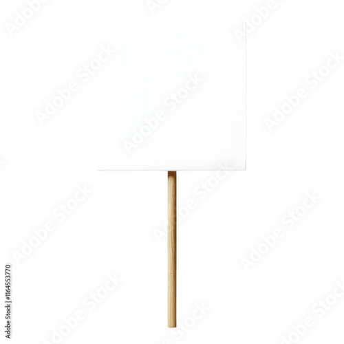 Blank White Sign  Wooden Stick  Protest  Message Board  Announcement  Empty  Square  Displ photo