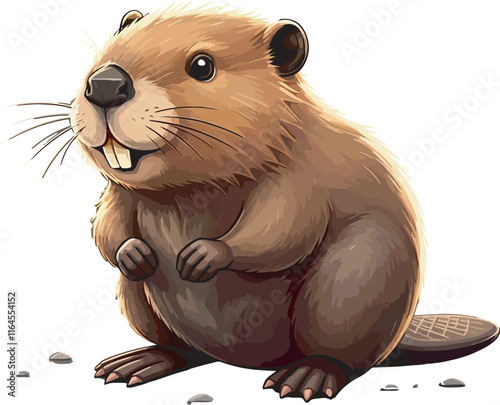 Cute Cartoon Beaver vector and illustration white color Background