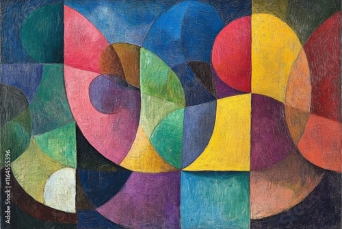 Colorful abstract canvas art piece with bold brush strokes and vibrant hues c...