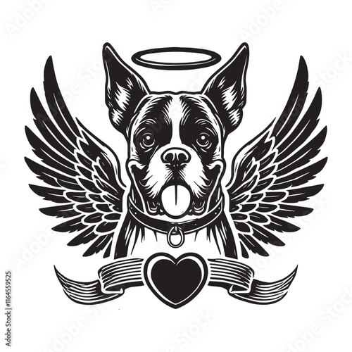 Boxer Dog corgi Angel Wings & Halo Dog Memorial  Design Svg