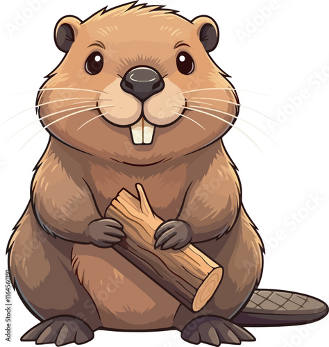 Cute Cartoon Beaver vector and illustration white color Background