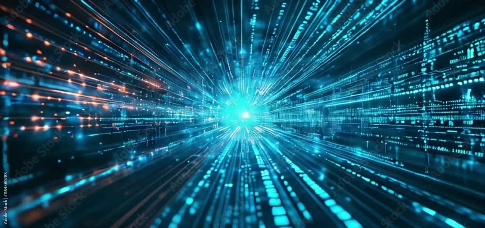 Dynamic blue technology background with abstract light trails and data streams Dynamic blue technology background with abstract light trails and data streams