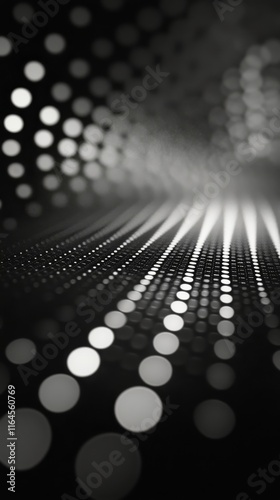 Abstract black and white pattern with dots creating a wave-like structure in ...