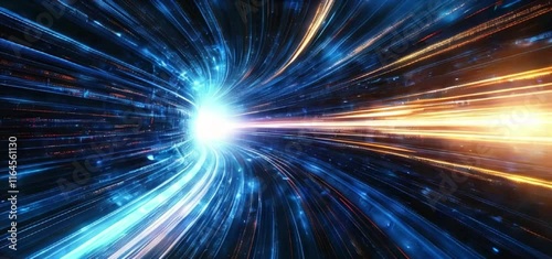 Abstract futuristic background with  glowing wave and neon lines, new virtual reality