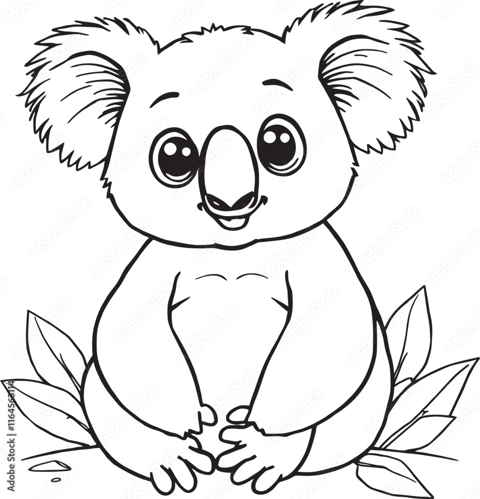 Obraz premium Adorable Black and White Koala Coloring Pages