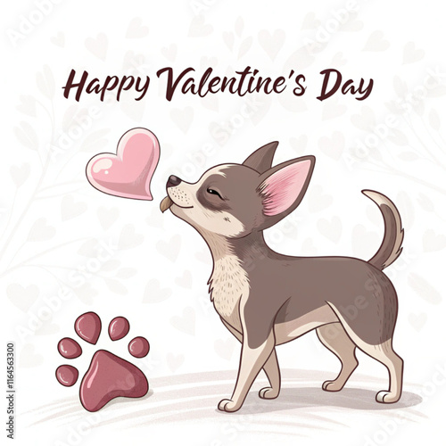 Valentines day dog kiss. Happy Valentines day from a chihuahua sealed with a kiss. vector illustration on white background