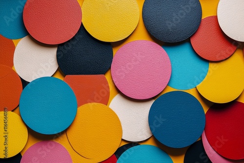 Colorful circles arranged in an artistic layout create a vibrant abstract pat...
