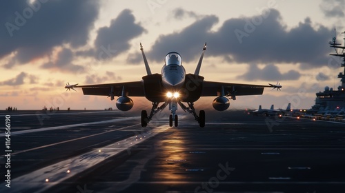A jet is taking off from a runway