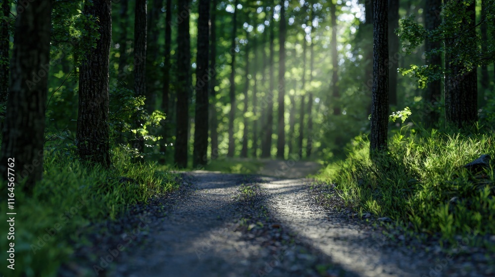 A forest path with trees and grass A forest path with trees and grass