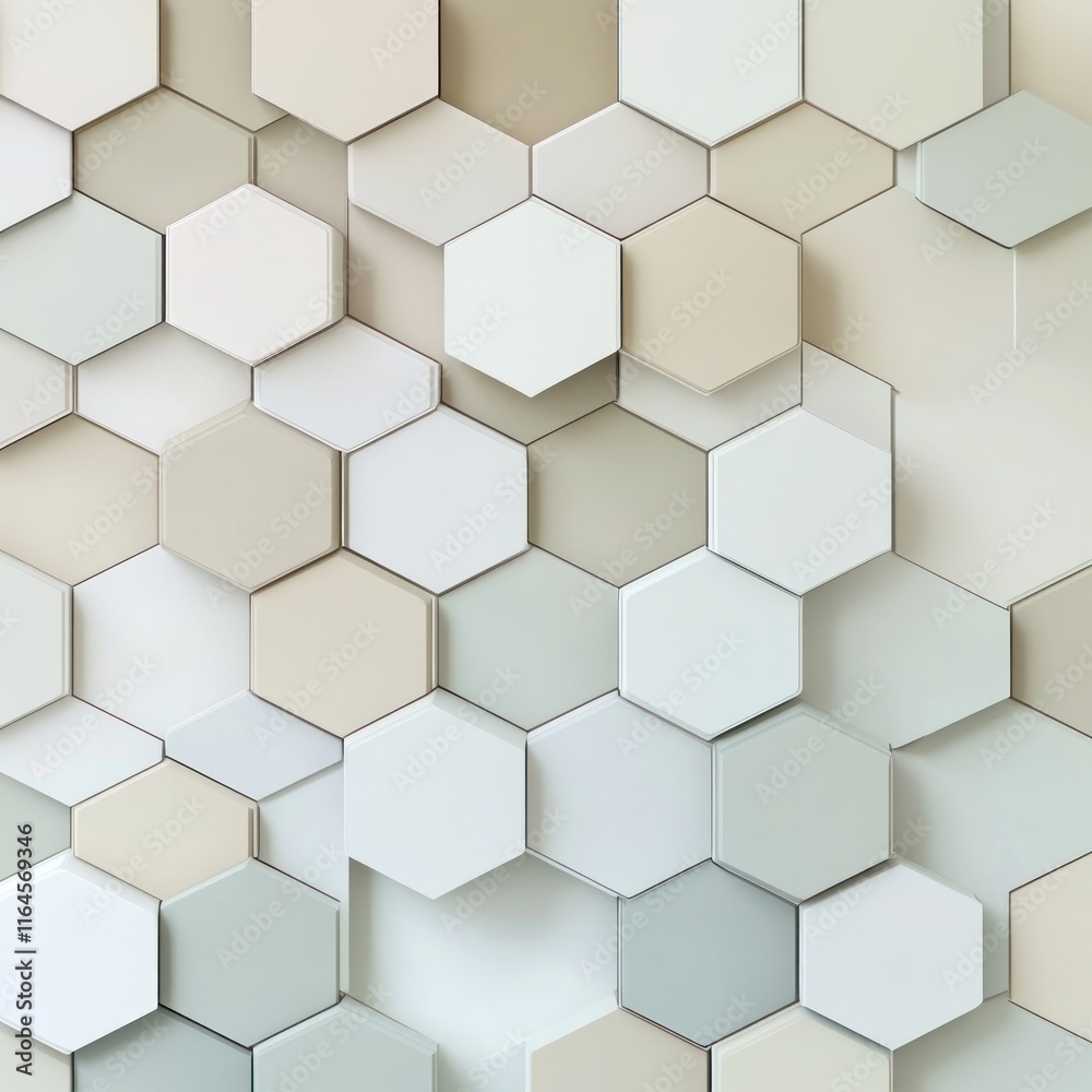Abstract beige, white, and gray hexagon pattern. Abstract beige, white, and gray hexagon pattern.